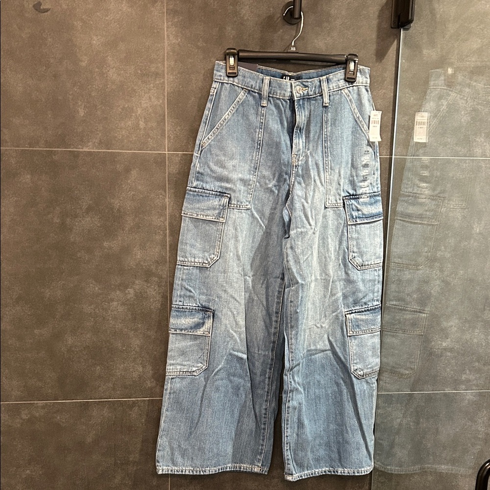 GAP Light Blue Wide-Leg Cargo Jeans